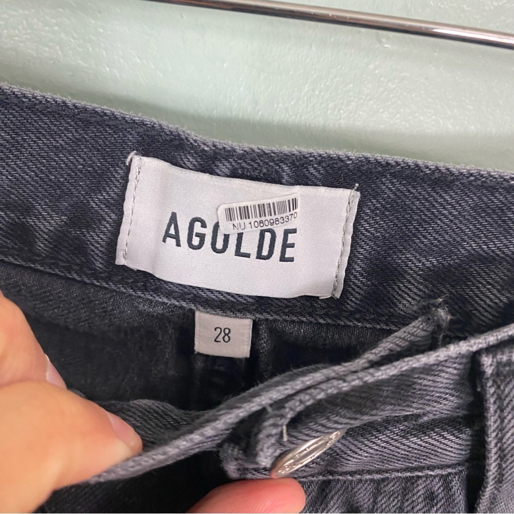 Agolde‎ Dame High Rise Wide Leg Jeans In Hitch Black Size 28 - Picture 6 of 11